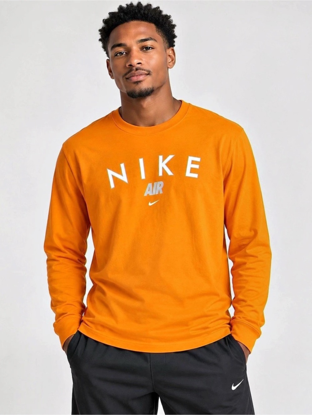 Nike Air Long Sleeve Tee Men's Orange Size Large